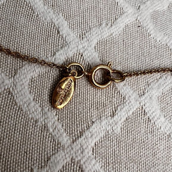Ann Taylor Link Pendant Necklace Gold Tone Rhinestones Signed 31 inch - Picture 6 of 8